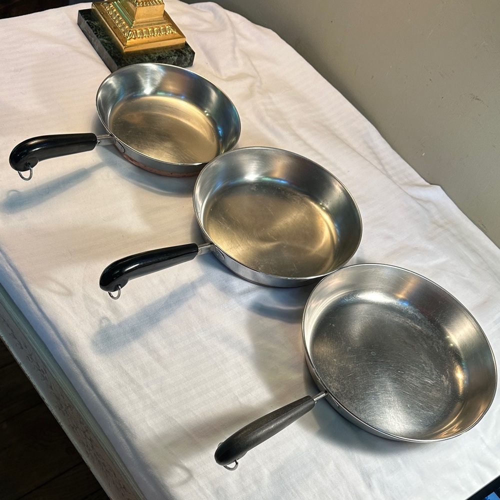 Revere ware Skillet fry pans Vintage 8 , 9, & 10 Inch copper